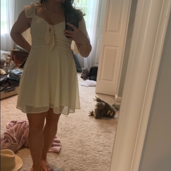 Lulu’s Cream Swiss Dot Dress - Picture 4 of 4